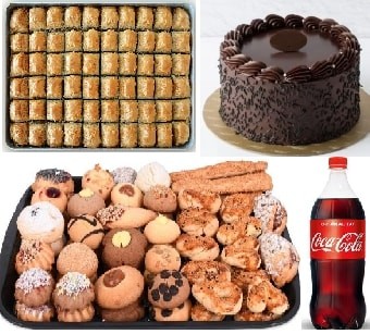 Doğum Günü ve Kutlama Seti: Yaş Pasta Baklava Kuru Pasta ve Kola pasta